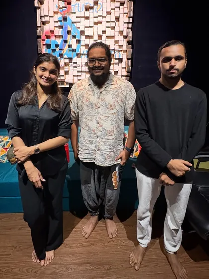 A group photo with the amazing team after a recording session at Avdhooti Studio. I'm so grateful for opportunities to work with and learn from such talented people in the industry.