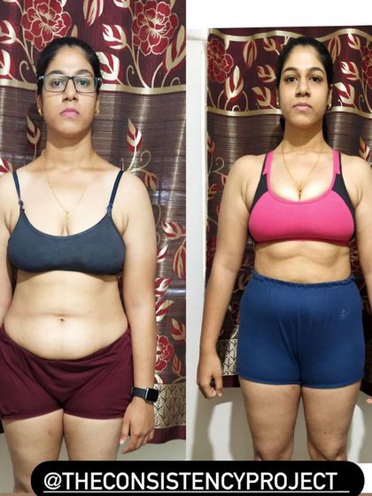 My client Sonali is the definition of consistent and persistent. This before and after shows the result of her hard work, which included a 6 kg fat loss phase.