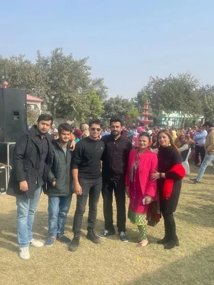 Our team posing together after the performance at the Rotary Club festival. Every show is a memorable experience.