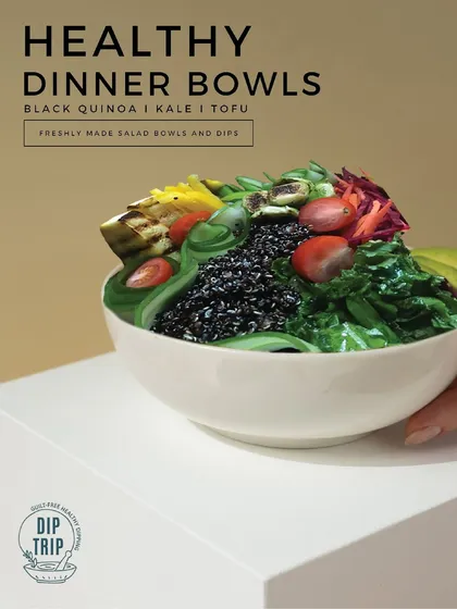 Say goodbye to boring dinners with our healthy dinner bowls. This one features black quinoa, kale, and tofu, proving that your evening meal can be both incredibly nutritious and delicious.