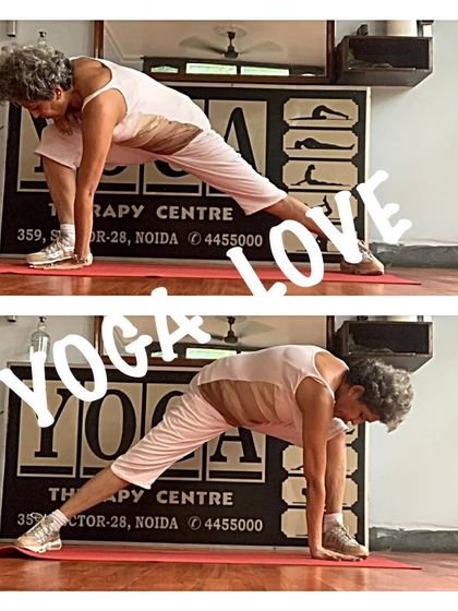 Yoga is love. This collage shows the flow and dedication within a stretching sequence, a moving meditation that connects breath with body.
