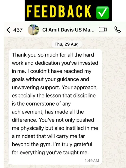 "Discipline is the cornerstone of any achievement." Powerful words from my client Amit, who learned not just to transform his body but also to build a mindset that will carry him far beyond the gym.