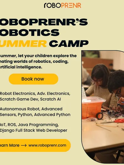 Our robotics summer camp offers courses in Robot Electronics, Scratch Game Dev, Autonomous Robots, Python, IoT, and even Django Full Stack Web Development.