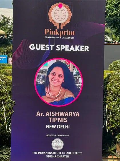 A banner featuring me as a guest speaker at the "Pinkprint" conference, hosted by the Indian Institute of Architects. I am grateful for opportunities to contribute to important industry conversations.