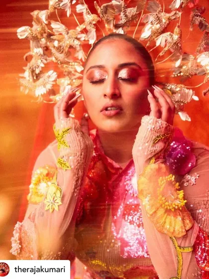 Divine Feminine. A softer shot from the photoshoot with Raja Kumari, where the holographic nails catch the light beautifully.