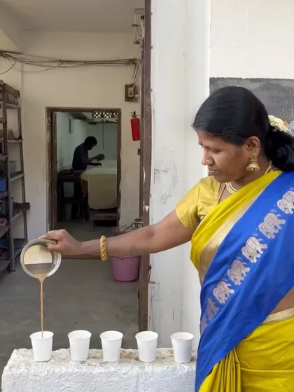 Our artisan Banu pours fresh filter coffee for our workshop guests. We believe in creating a warm, welcoming atmosphere where everyone feels at home.