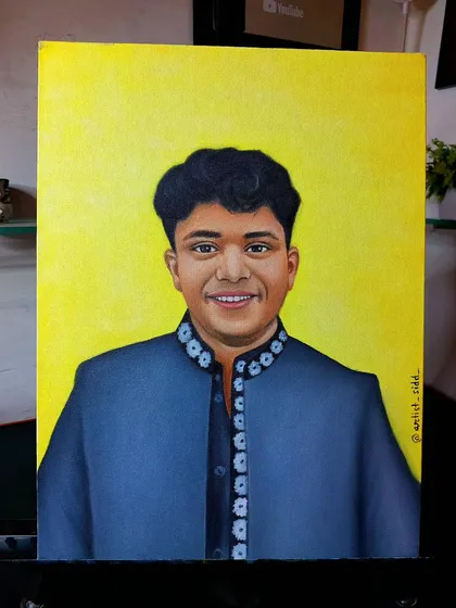 The finished oil portrait of comedian Ritik bhai. It's always fun to paint people who bring smiles to so many faces.