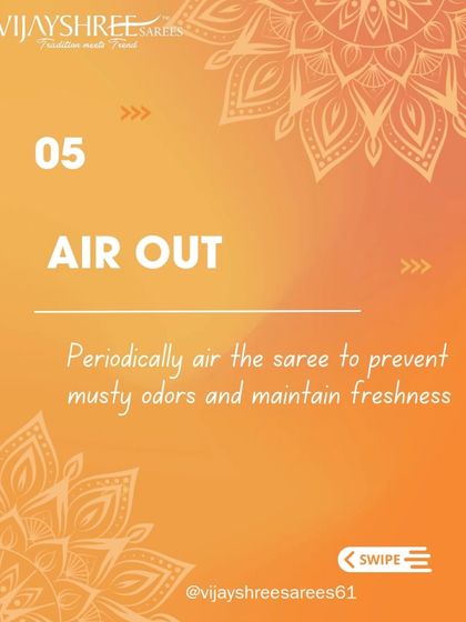 Saree Care Tip 5: Periodically air out your saree in the shade to prevent musty odors and maintain its freshness.