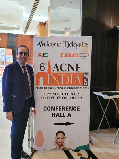 As the founder and organizing secretary of the Acne India Summit, I am dedicated to creating platforms for dermatologists to enhance their skills in managing acne. Here I am at the 6th summit in Delhi.