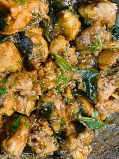 My chicken pepper fry, fresh from the pan.