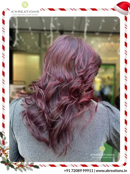 This fiery red color commands attention. It's a powerful and confident look, styled with voluminous waves to showcase its richness and shine.