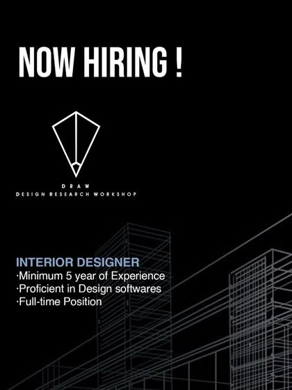 DRAW Design Research Workshop in Gurugram is hiring an Interior Designer with a minimum of 5 years of experience for a full-time position.