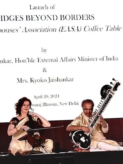 Performing at the launch of the "Bridges Beyond Borders" coffee table book. Music is a powerful bridge between cultures and nations.