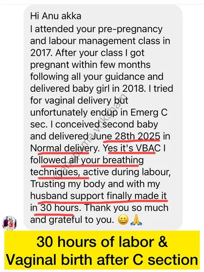 30 hours of labor and a successful VBAC! This mother's story shows the power of trusting your body, using breathing techniques, and having your husband's support to make it through a long labor.