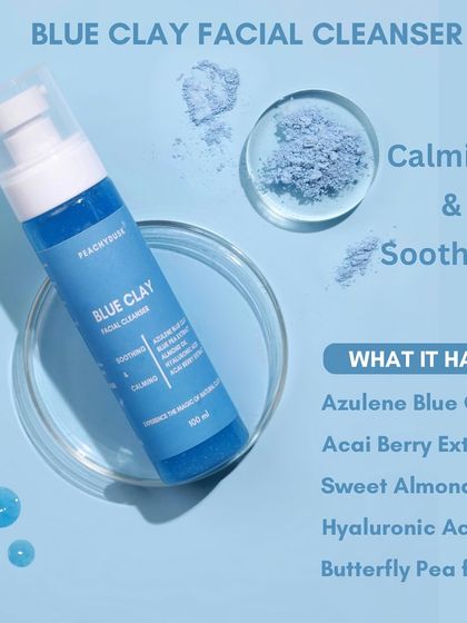 Revitalize your skin with my Blue Clay Facial Cleanser. It contains calming Azulene Blue Clay, hydrating Hyaluronic Acid, and rejuvenating Acai Berry extract to soothe irritated skin, especially in the summer.