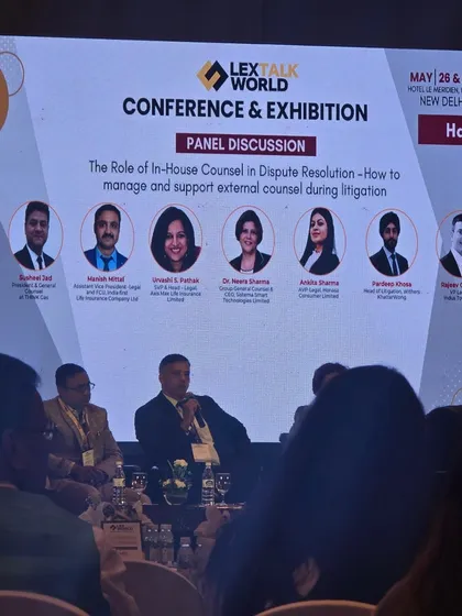 Attending the LexTalk World Conference in Delhi. The panel on the role of in-house counsel in dispute resolution offered valuable insights into corporate law and litigation management.