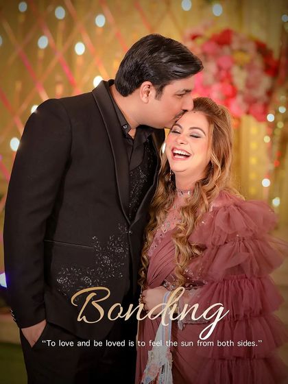 A heartwarming portrait capturing a tender forehead kiss and a genuine, joyful laugh, with the title "Bonding."