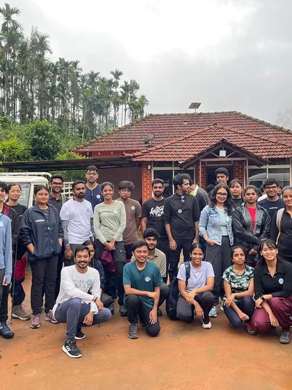 A large group of trekkers in front of their homestay, ready for the day's adventure. We ensure our groups are well-rested and energized for the trail.