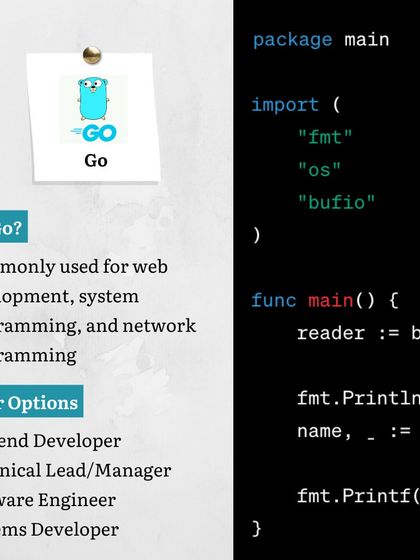 Why learn Go? Developed by Google, Go is commonly used for web development, system programming, and network programming, making it a great skill for backend and systems developers.