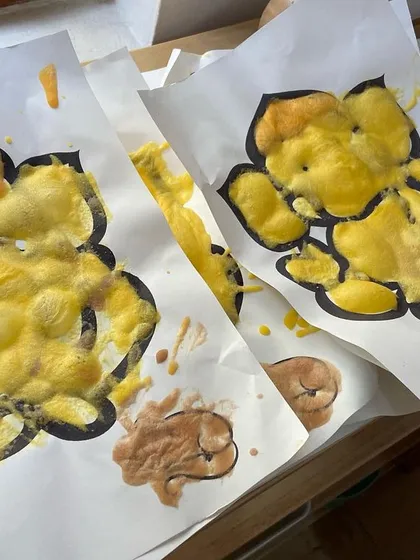 Look at these wonderful Ganesha paintings made with puffy paint. This textured art activity was part of our Ganesha Chaturthi celebrations, allowing kids to create festive art.