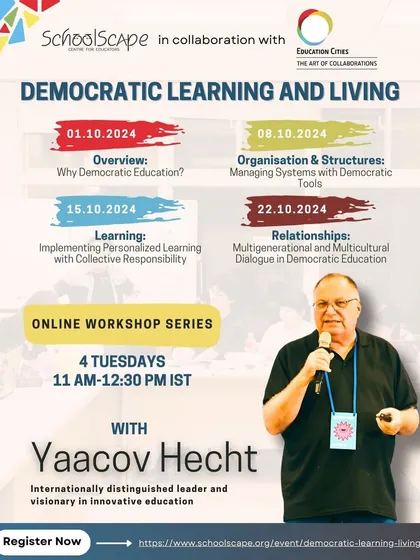 A poster announcing our upcoming courses, including the Montessori Elementary Course, the Democratic Learning workshop series, and the Montessori Sports Fundamentals Course.