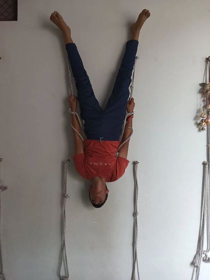 Just hanging out. This rope inversion is fantastic for decompressing the spine and is a different experience from the hammock.