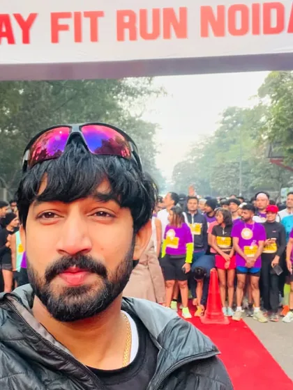 A selfie from the start line of the Stay Fit Run Noida. I love capturing the energy and scale of the events I help put together.