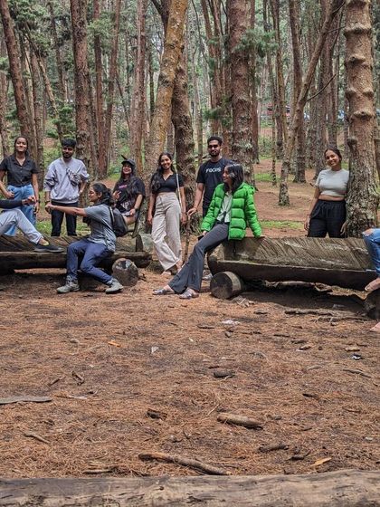 Fun and games in the pine forest. We always find time for some lighthearted moments.