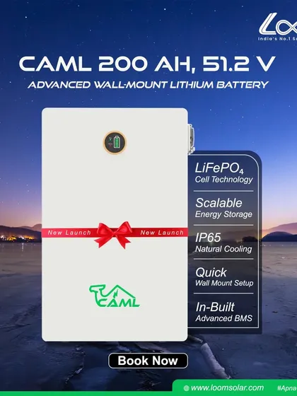 Introducing our CAML 200 Ah, 51.2 V Advanced Wall-Mount Lithium Battery. This newly launched unit features scalable LiFePO₄ technology, IP65 natural cooling, and an in-built advanced BMS for reliable, long-lasting power.