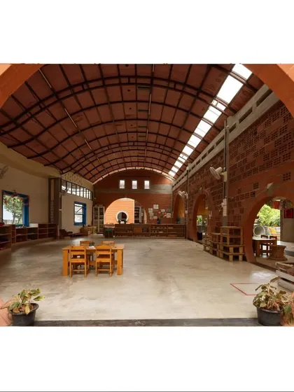 I believe learning spaces should be inspiring. By framing the view through a large circular arch, this classroom at the Foothill Learning Centre feels boundless, connecting the indoor learning environment with the architectural beauty of the wider space.