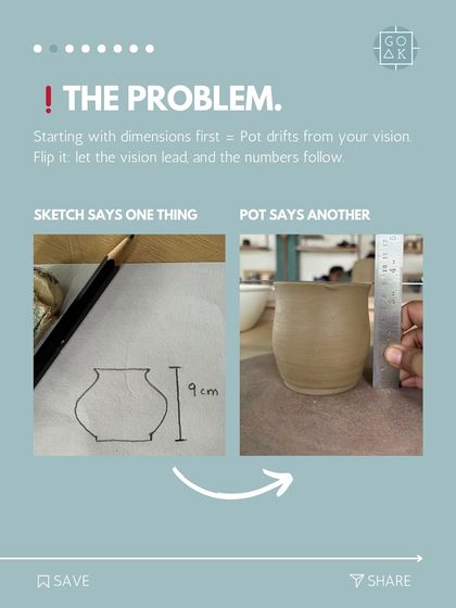 The problem with traditional sketching: you start with dimensions, and the pot drifts from your vision. My method flips this, ensuring your final piece looks like your initial sketch.