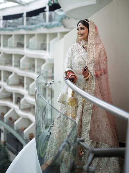 A stunning shot on the balcony, with the architecture creating a unique backdrop.