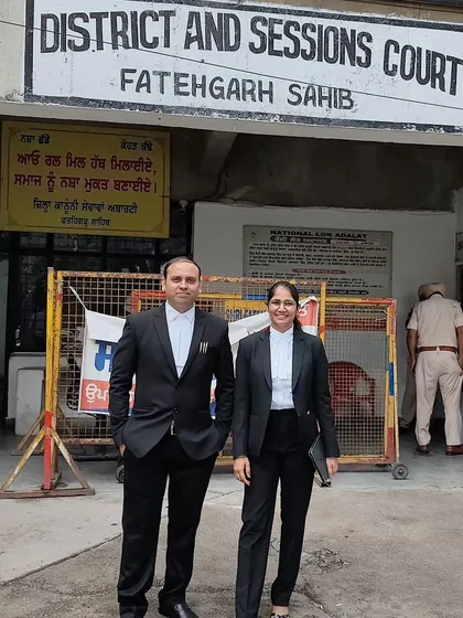 Teamwork is crucial in the legal profession. Here, two of our advocates are seen at the District and Sessions Court in Fatehgarh Sahib. We handle cases across various jurisdictions, ensuring our clients receive robust representation whether it's in a district court, high court, or the Supreme Court.
