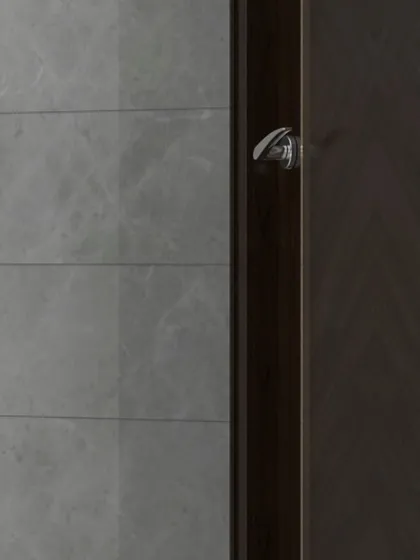 This image highlights a clever detail: a retractable valet hook that provides a convenient spot to hang your chosen outfit for the day.