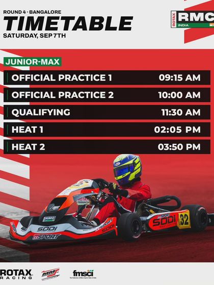 The Saturday schedule for the Junior Max class at Round 4.