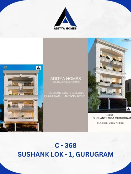 An overview of our C-368 project in Sushant Lok, Gurugram. This graphic showcases the classic and luxurious exterior of the building.
