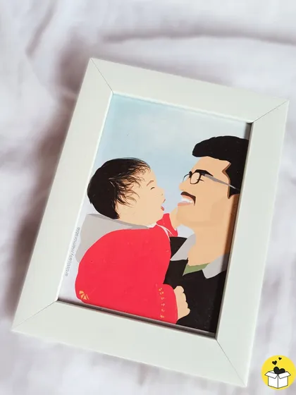 A tender moment between a father and child is transformed into a touching faceless portrait. These frames are a heartfelt way to celebrate family bonds and create a lasting memory.
