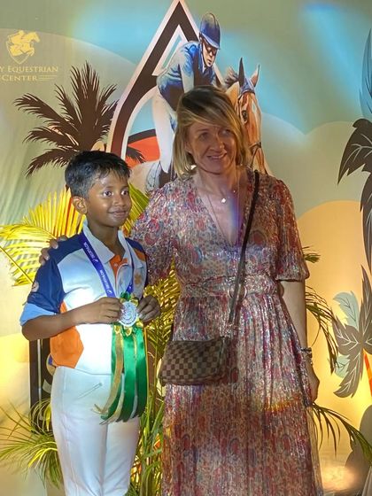 A proud moment for Mohak, receiving his medal at the NASR championship. These experiences are invaluable for our young riders.