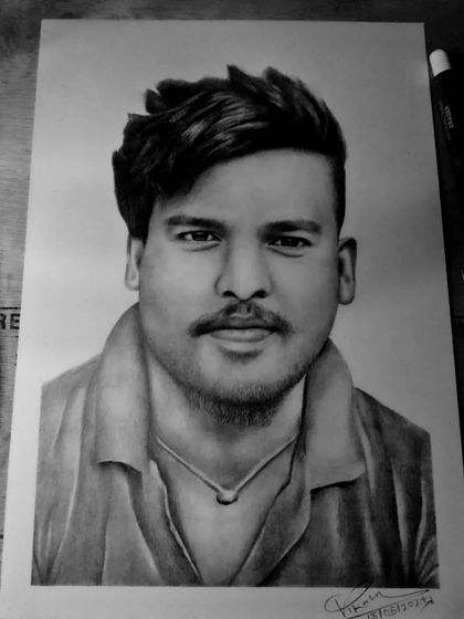 A completed commission sketch of a male client.