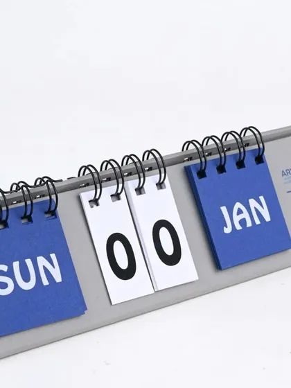 This perpetual calendar was customized for a corporate client. We can add your branding to create a timeless and useful giveaway gift.