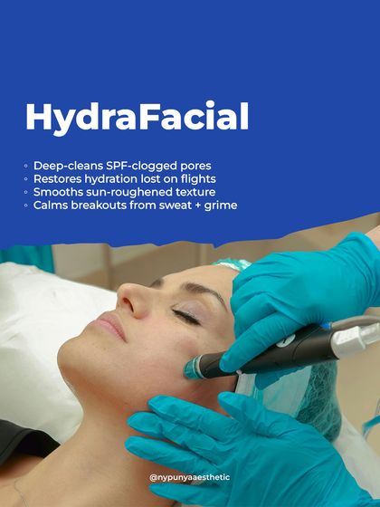 A HydraFacial is perfect for post-vacation skin recovery. It deep-cleans SPF-clogged pores, restores hydration lost on flights, smooths sun-roughened texture, and calms breakouts from sweat and grime.