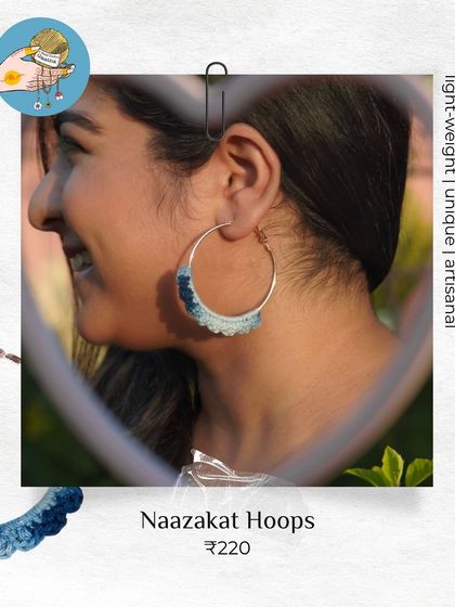 The 'Naazakat' hoops in a lovely denim blue ombre. I love how the colors blend together on these, making them unique and easy to style.