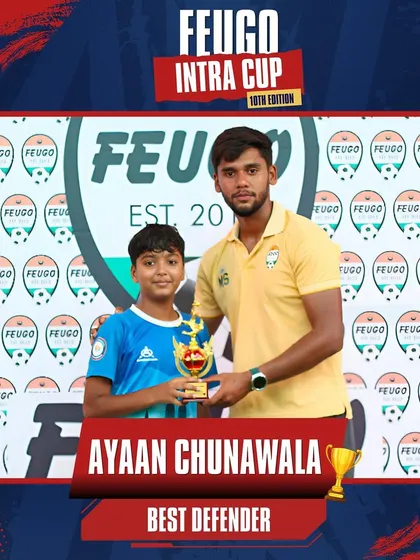 Ayaan Chunawala, recognized as the Best Defender for his resilience in the U-13 tournament.