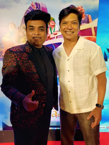 With the famous Bollywood playback singer Shaan after my performance at the "Chhota Bheem" movie event. It's always a pleasure to entertain fellow artists.
