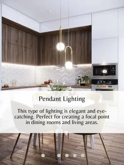 Pendant lighting is elegant and eye-catching. It's perfect for creating a focal point in dining rooms, over kitchen islands, or in living areas.