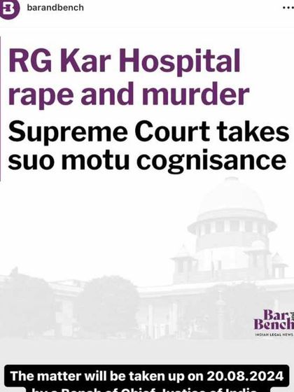 The Supreme Court taking suo motu cognizance of the RG Kar Hospital rape and murder case is a significant judicial action.