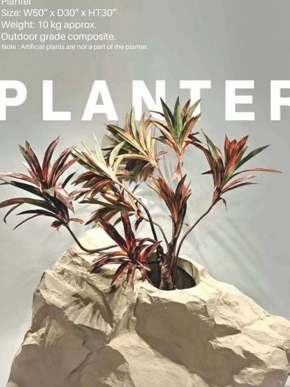 A planter carved from a single piece of rock, a perfect example of bringing raw, natural elements into a designed space.