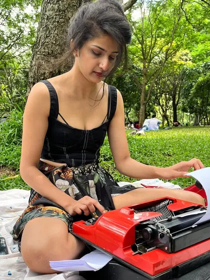 Me, my red typewriter, and a park full of stories waiting to be told. This is my happy place, where I get to do what I love most. Every Saturday is a new adventure in human connection.