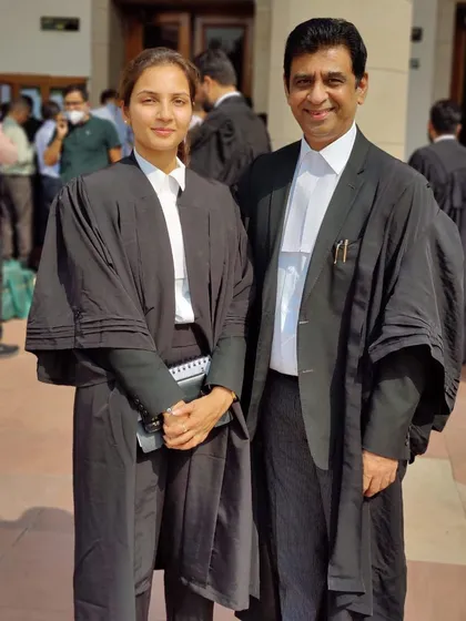 A proud moment with my senior counsel after securing a reportable judgment from the Supreme Court. This victory in a complex civil appeal is a highlight of my litigation career.