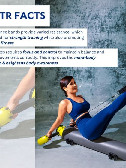Here are some facts about the MOTR. Its resistance bands provide varied strength training, while the roller requires focus and control, improving the mind-body connection and heightening body awareness.